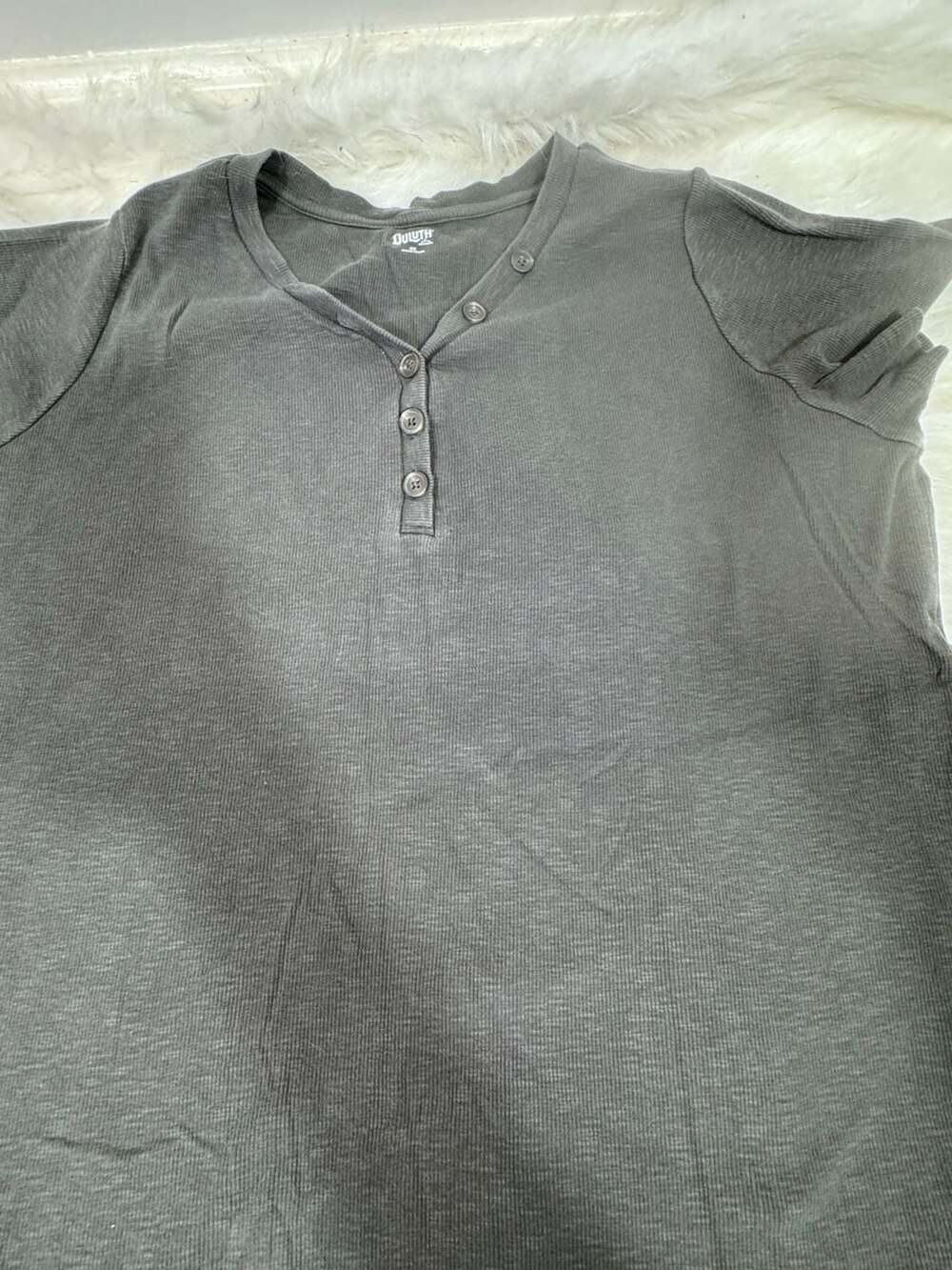 Duluth Trading Co Short Sleeve Henley Tee Dark Gray 2X